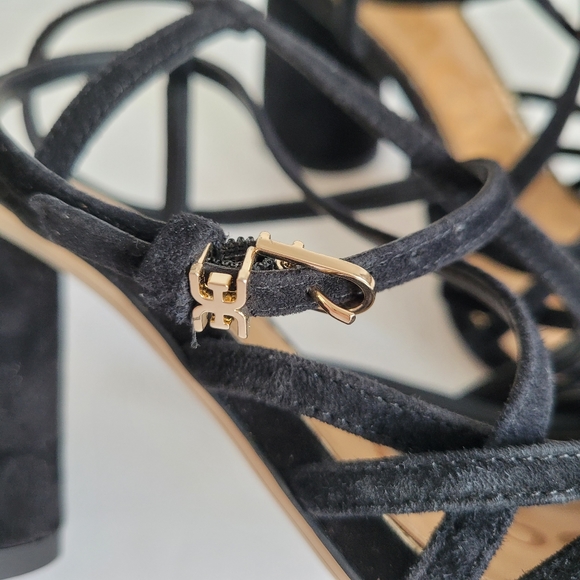 New SAM EDELMAN Daffodil Suede Leather Black Ankle Strap Heels - Picture 9 of 14